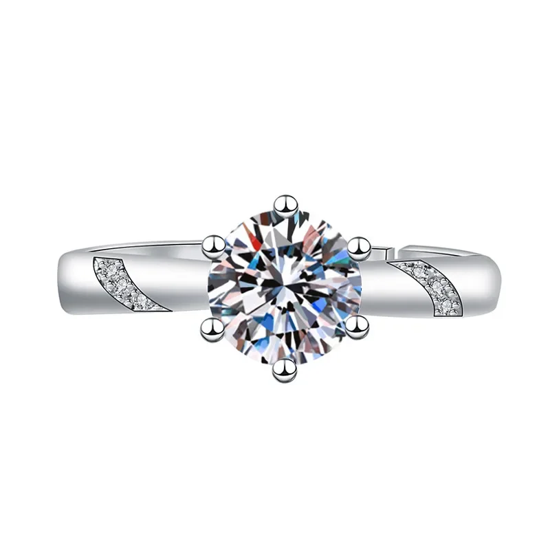 Nový šesťbodový módny klasický vysokokvalitný zmysel z zápasu Moissanit Ring Pár Návrh prsteň Light Luxury 1 Carat Ring