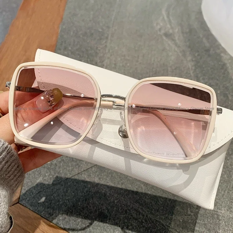 Nový štvorcový rám Slnečné okuliare Muži Ženy Luxusný gradient Veľká veľkosť Slnko okuliare Trendy Outdoor Cestujúci jazdné okuliare pre dámy