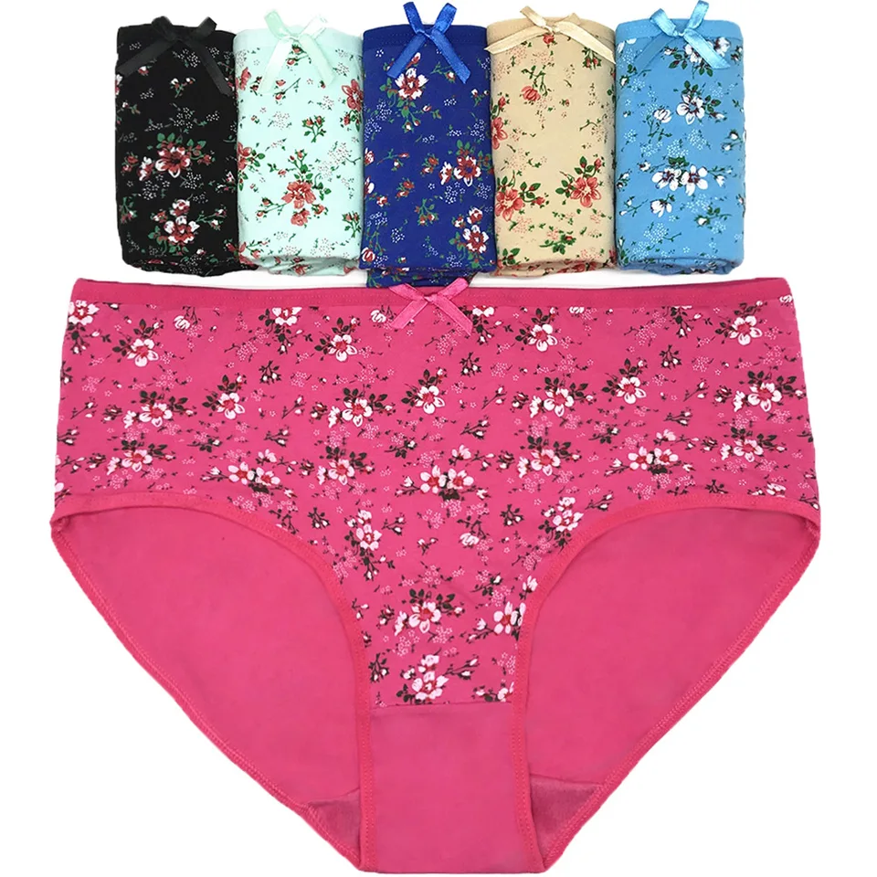 Nový štýl 4ks/veľa veľkých yardov 2xl/3xl/4xl kvetinové tlače bavlna veľké nohavičky Dámske spodné prádlo plus mamičky Mommy Pants 89212