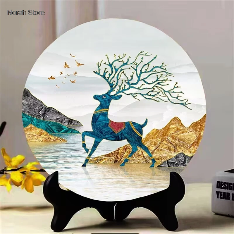 Nový štýl Art Picture Round Resin Animal Craft Maaling Office Domov Darček Darček Kreatívny stôl a dekorácie stola na nočnom stole