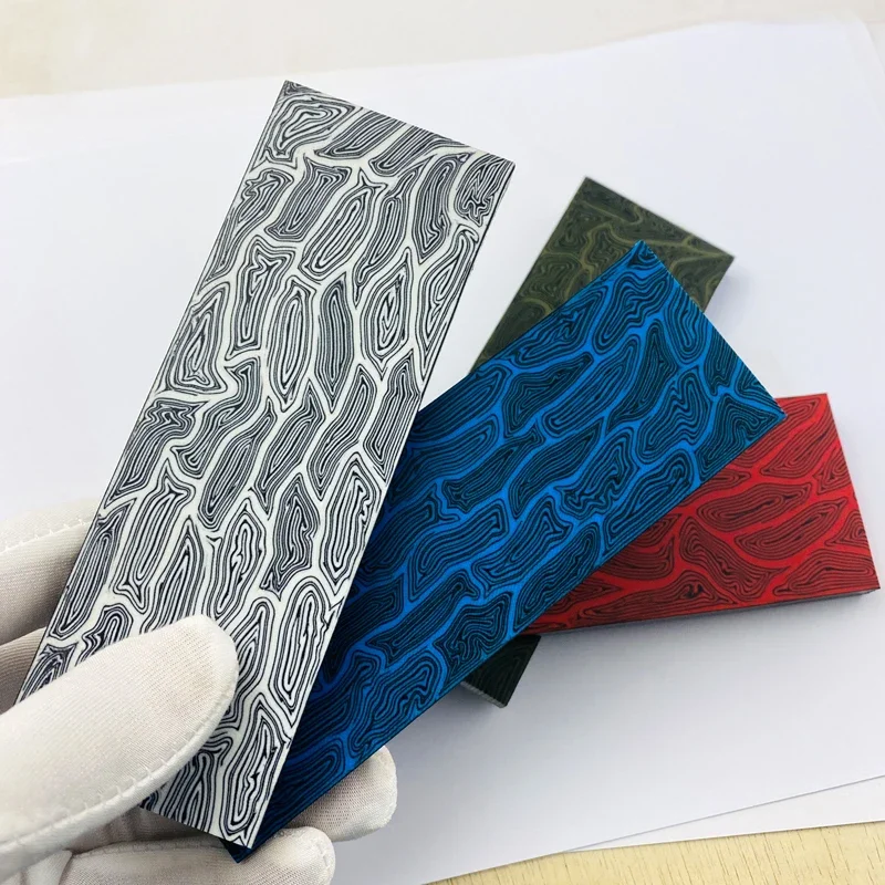 Nový štýl G10 Nôž rukoväť Materiál Damascus Pattern DIY rukoväť kompozitný materiál G-10 Nástrojový materiál 130x45x8mm