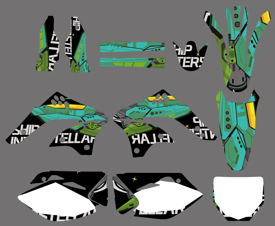 Nový štýl grafika na pozadí nálepka Nálepky súpravy pre Kawasaki KXF450 KXF 560 KX 450 F 450F 2006 2007 2008 Decorácie motocyklov