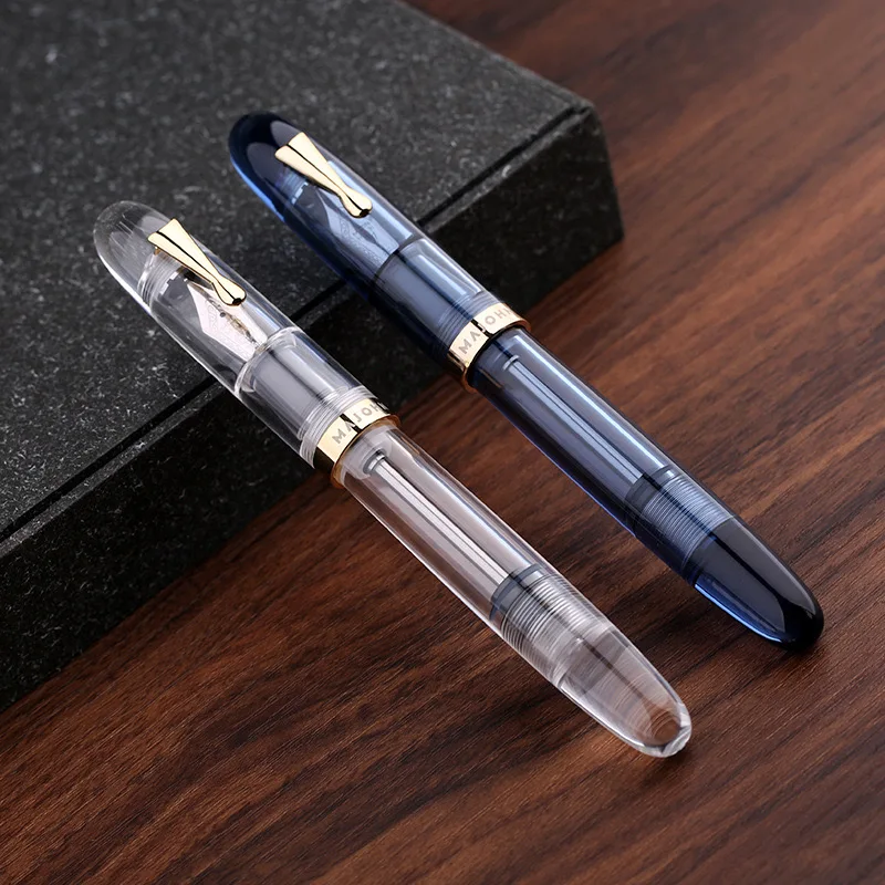 Nový štýl Majohn C4 Eyedropper Veľká veľkosť fontány Pen EF/F/M NIB Transparentné akrylové písanie atramentového pero pre kanceláriu Business School