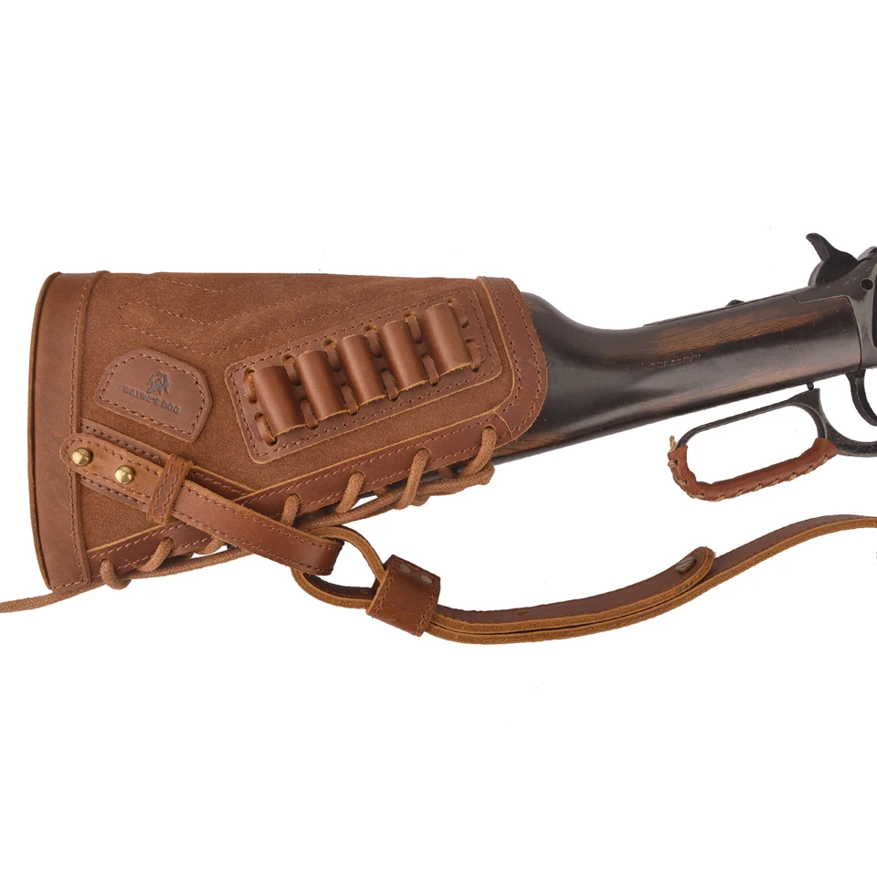 Nový štýl plná kožená puška Buttstock Gun Cartridges Držiteľ držiaka na kryt