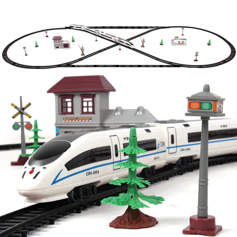 Nový železničný elektrický vlak hračiek Rails diaľkové ovládanie Railway s vlakom a koľajnicovými elektrickými vlakami hračkársky model RC Vlaky Set Kids