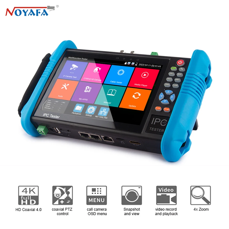 NOYAFA 7 -palcový CCTV tester 8MP TVI AHD CVI SAFFELTOVÝ TESTER IPC Tester s testerom HDMI Output Poe tester