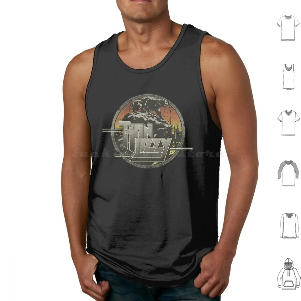 Nočná doba 1974 Tank Tops Tlač bavlny tenké Lizzy 70. rokov Africká americká skupina Čierna história Mesiac Čierne životy Matter
