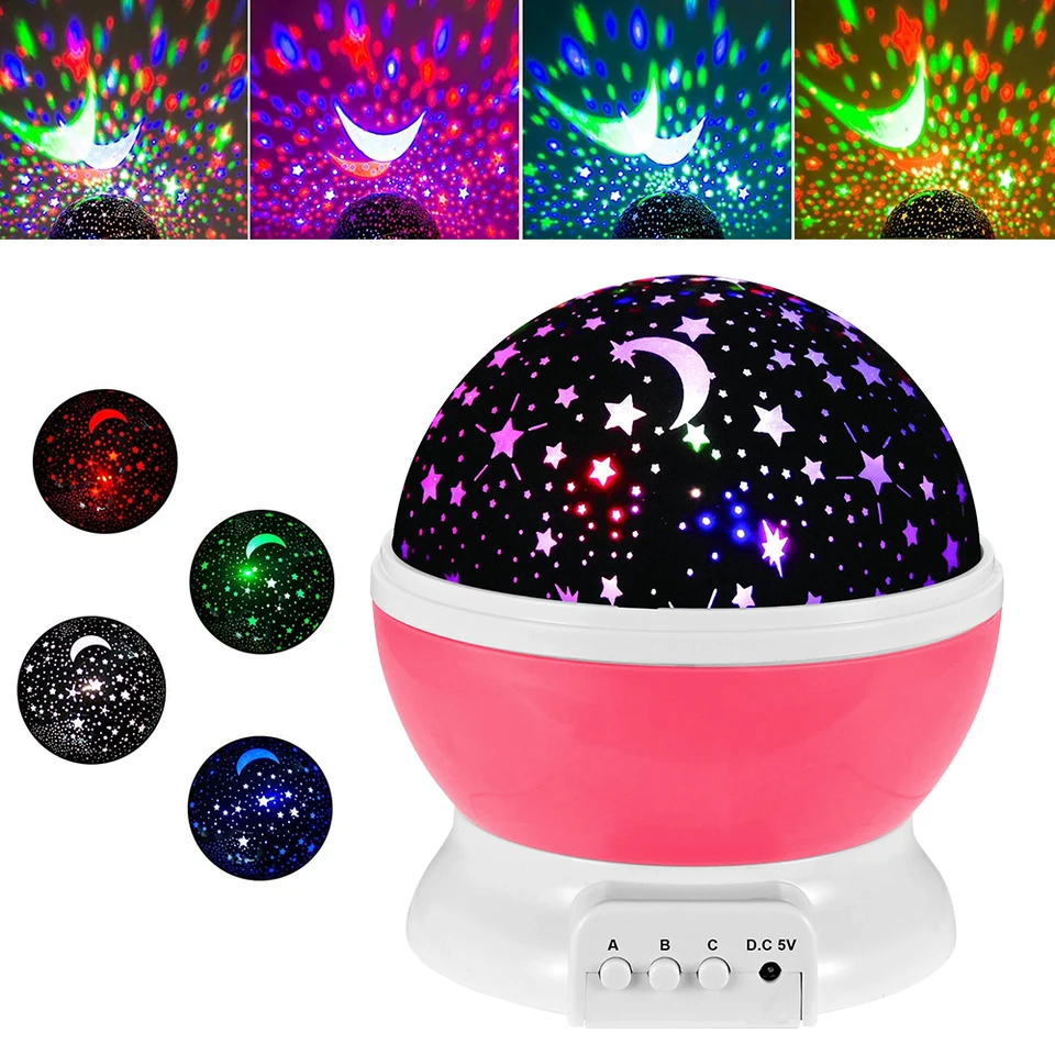 Nočná lampa projektor Starry Sky Night Light projektor detská lampa dekor rotujúca hviezdna škôlka Moon Galaxy projektor Stolové svetlo