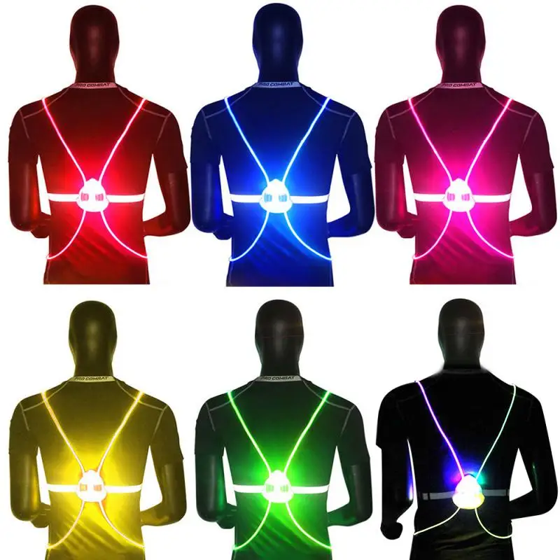 Nočná vonkajšia vesta LED LED - 360 Reflexná vysoká viditeľnosť Flash Bezpečnosť LED vlákna Optické nočné bežecká jazda na koni Colorful