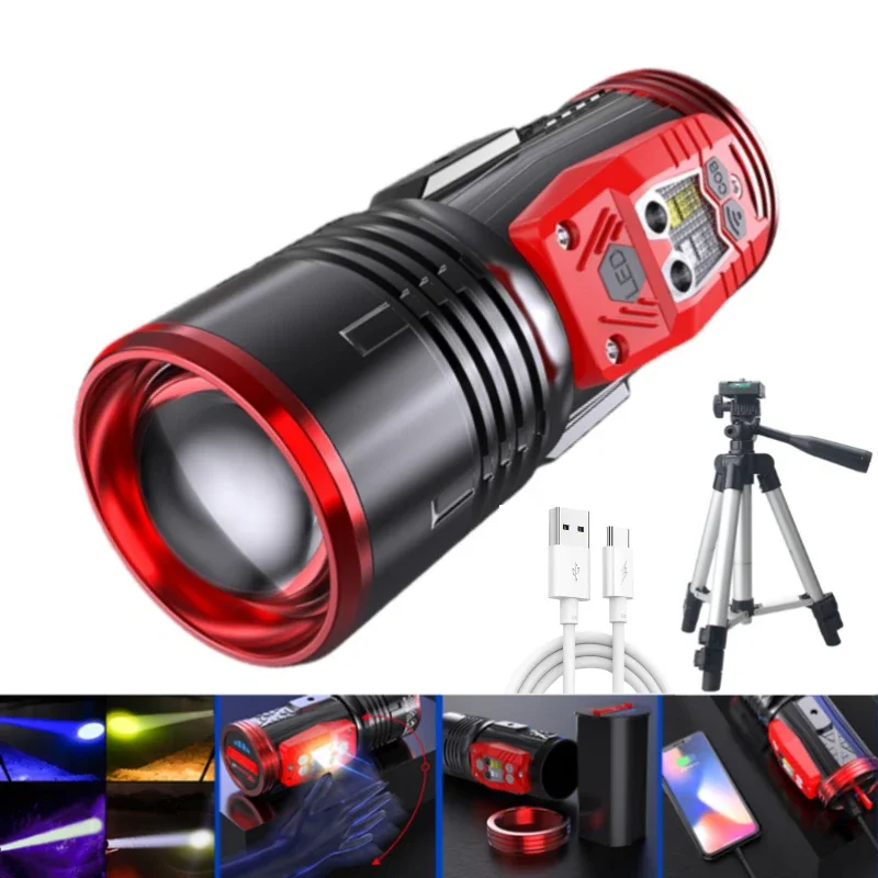 Nočné rybárske svetlo super jasné 4 svetlo zdroja Fishing Seatlight Right nabíjanie nabíjanie Fialové modré svetlo