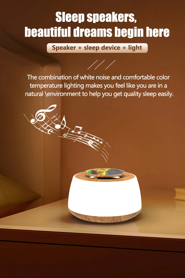 Nočné svetlo biely hluk Spanie teplého farebného svetla Bluetooth spánkový reproduktor 3-stupňový časovač 20 biely hluk Hifi zvukový spánok