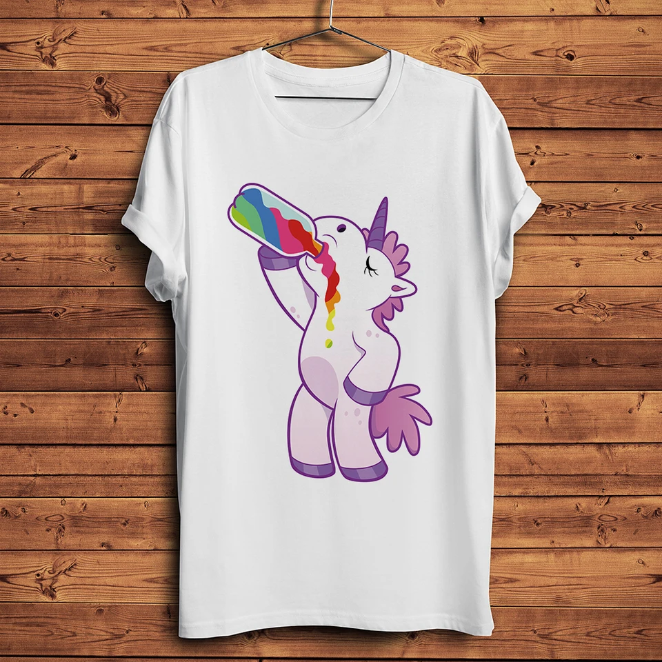 nočný klub opitý punk jednorožec zvracanie zvracanie dúha vtipné tričko Men leto nový biely príležitostný homme cool cool Streetwear tričko plus veľkosť