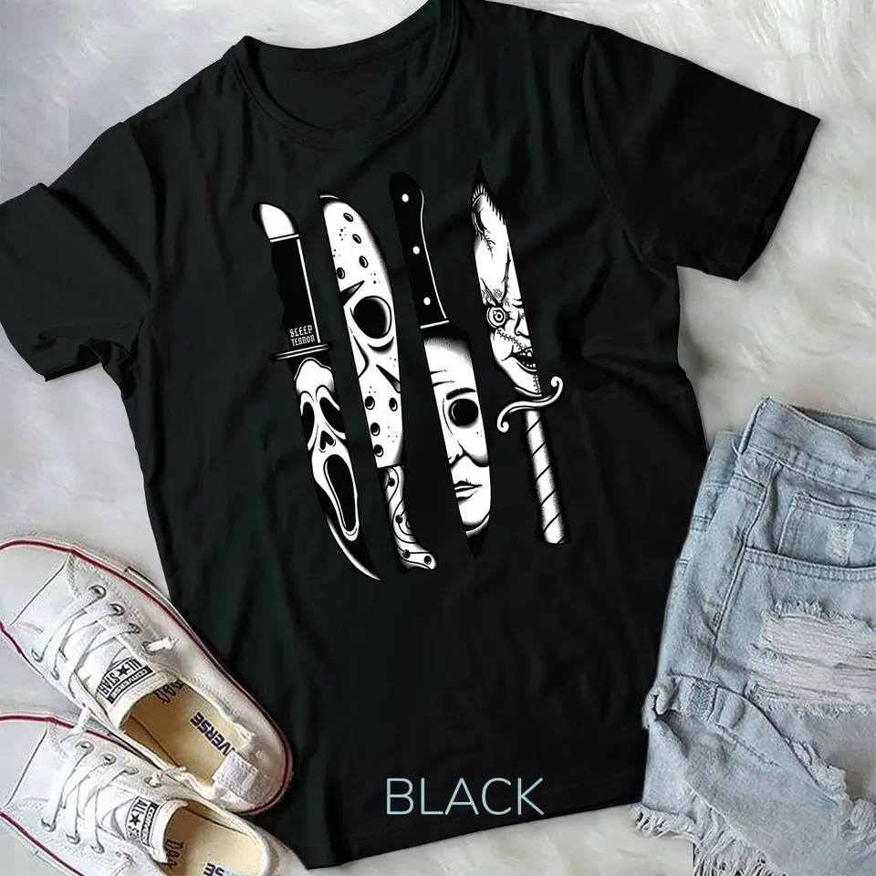 Nože hororový film piatok Halloween Horror Goth Evil Tričko unisex tričko