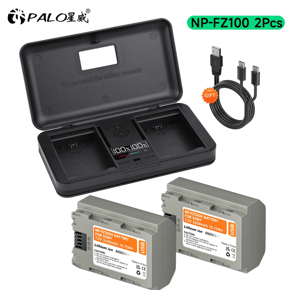 NP-FZ100 NPFZ100 NP FZ100 batéria s vstupom typu C+LCD nabíjačka pre prípad Sony A7 III Sony Alpha A7R A7R A7R A9 A9 A6600 A6700