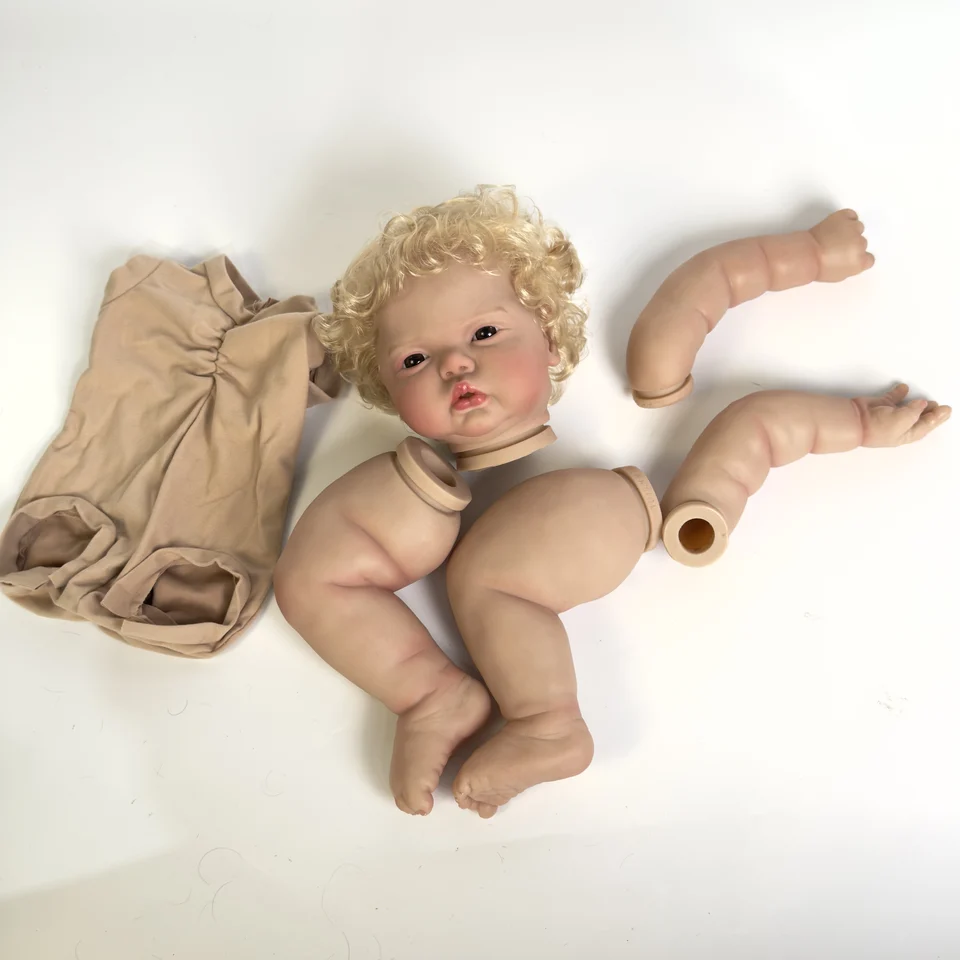 NPK 24inch Pickle Awake Girl Curly Blond Hair Paint Doll Kit už maľované diely pre bábiky Lively Reborn Baby DIY Hračky