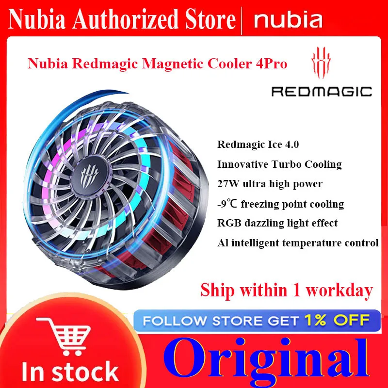 Nubia Redmagic Magnetic Cooler 4 Pro 4 Funcooler RGB LED LED 27W Semiconductor Tepelný rozptyl chladenia pre herný telefón Nubia telefón