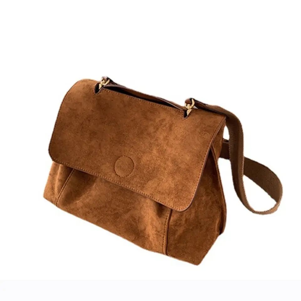 Nubuck Pu kožené klapkové ramenné vrecká pre ženy vintage široký remienok Crossbody vrecko s veľkou kapacitou dizajnérske kabelky Tote Bag