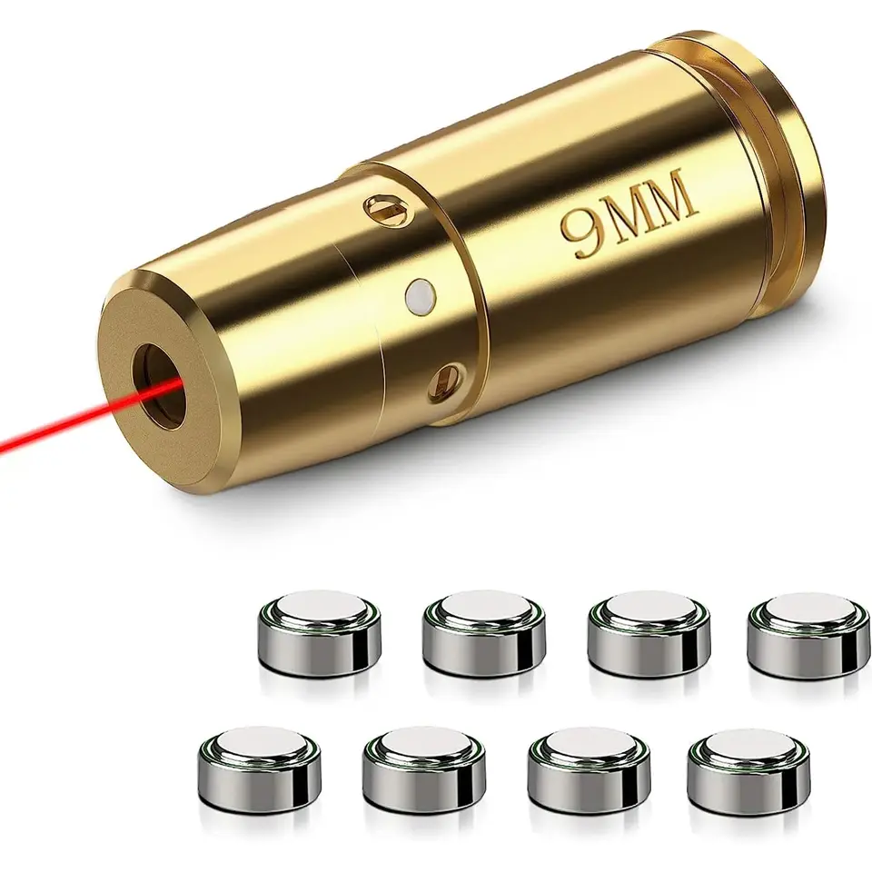 Nulové otvor zrak 9mm komory Červený laser mosadzný boshing s 8 vylepšenými batériami pušky pušky taktické