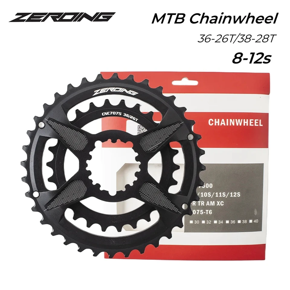 Nulové reťazové koleso na bicykli MTB 2 x 10/11/11/12s reťazové reťazce 36-26t 38-28T Dvojitý disk CNC pre SRAM 11/12S