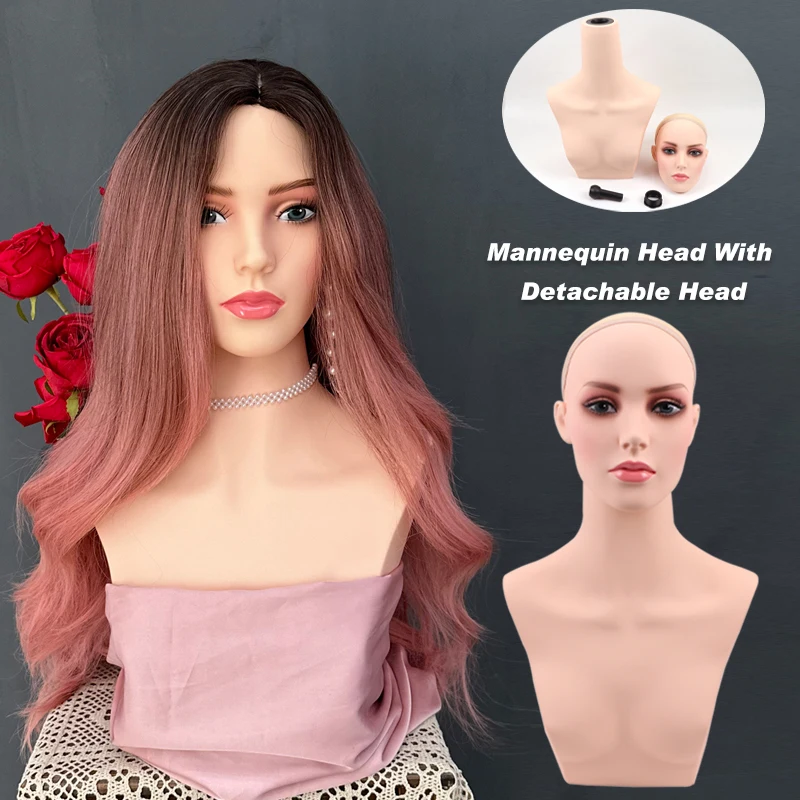 Nunify Mannequin s odnímateľnou hlavnou ženskou figurínou s uší otvory pre parochne Displej 360 Rotácia hlavy a penové polovičné telo