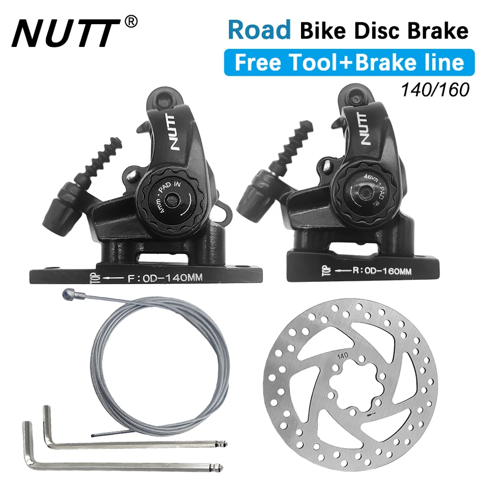 Nutt Road Bike Brzde Disc Brzdenie Line Potiahnite ploché zadné zadné zadné zadné 140 mm 160 mm rotor hliníkový strmeň zliatiny pre cestné bicykle