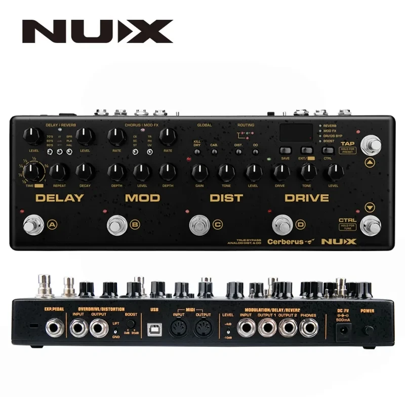 Nux Cerberus multi -gitarový efekt oneskorenie pedálu Overdrive Distortion Modulation Effects Inside Routing IR Loader 4 Metóda kábla