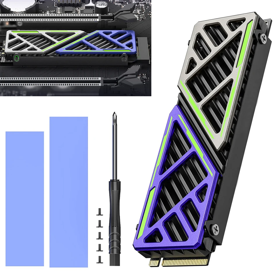 NVME NGFF chladič horčík Hliník zliatiny zliatiny Spevný stav Hnací umývadlo s tepelnou silikónovou podložkou M.2 chladiča chladiča pre PC/PS5