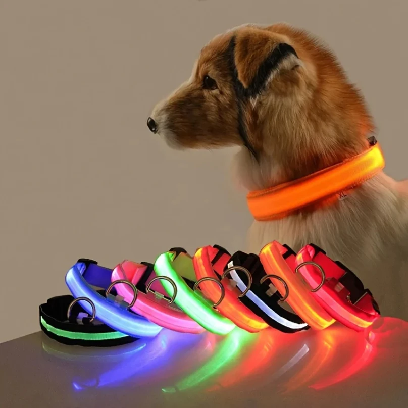 Nylon LED nočná bezpečnosť blikajúca žiara v temnom psom vodítko psov žiarivých fluorescenčných domácich psov golier