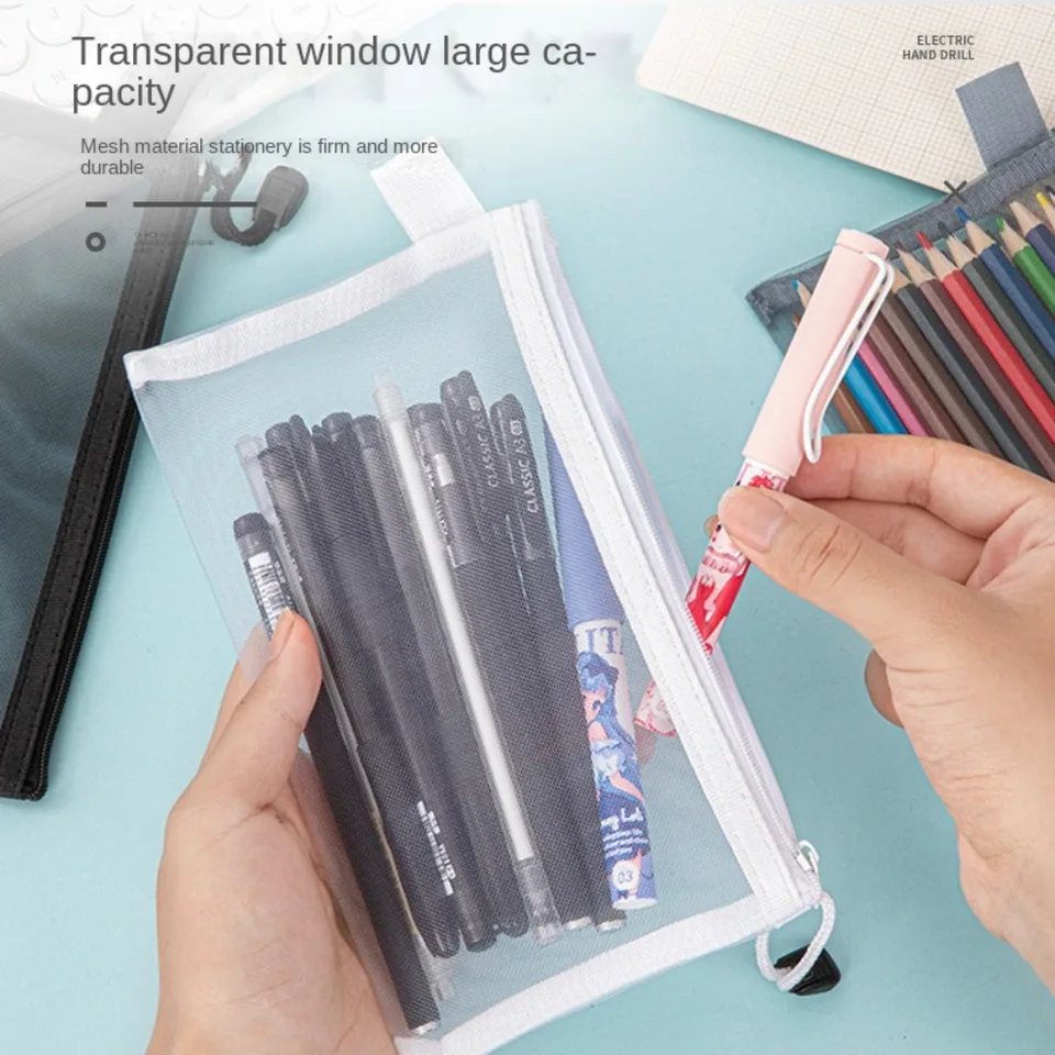 Nylon priehľadné puzdro na zips ceruzku na zips Pasné farby číre papiernictvo make -up make -up cestovné puzdro pre kozmetické ukladanie vrecka