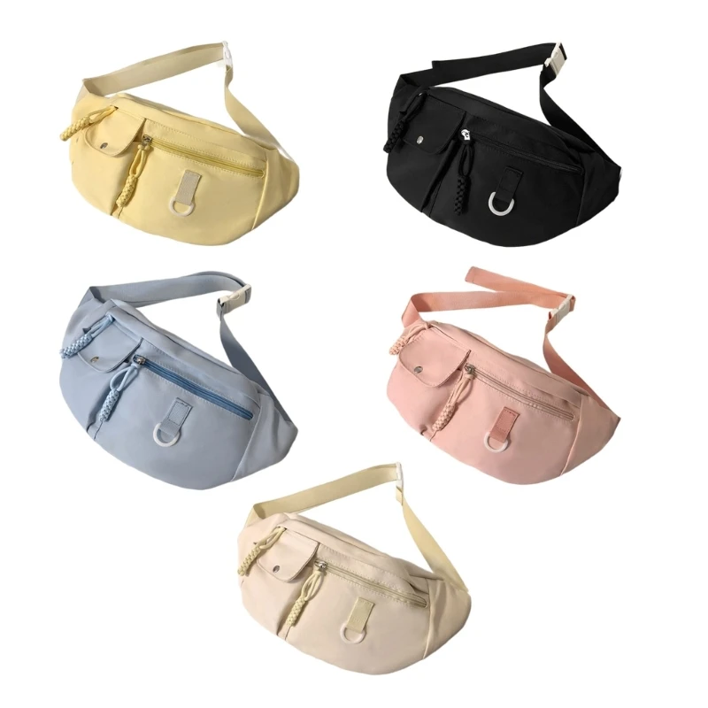 Nylonové vrecko na ramene Crossbody Hrudy vrecká y2k pevná farba Fanny balenie pre vonkajšie