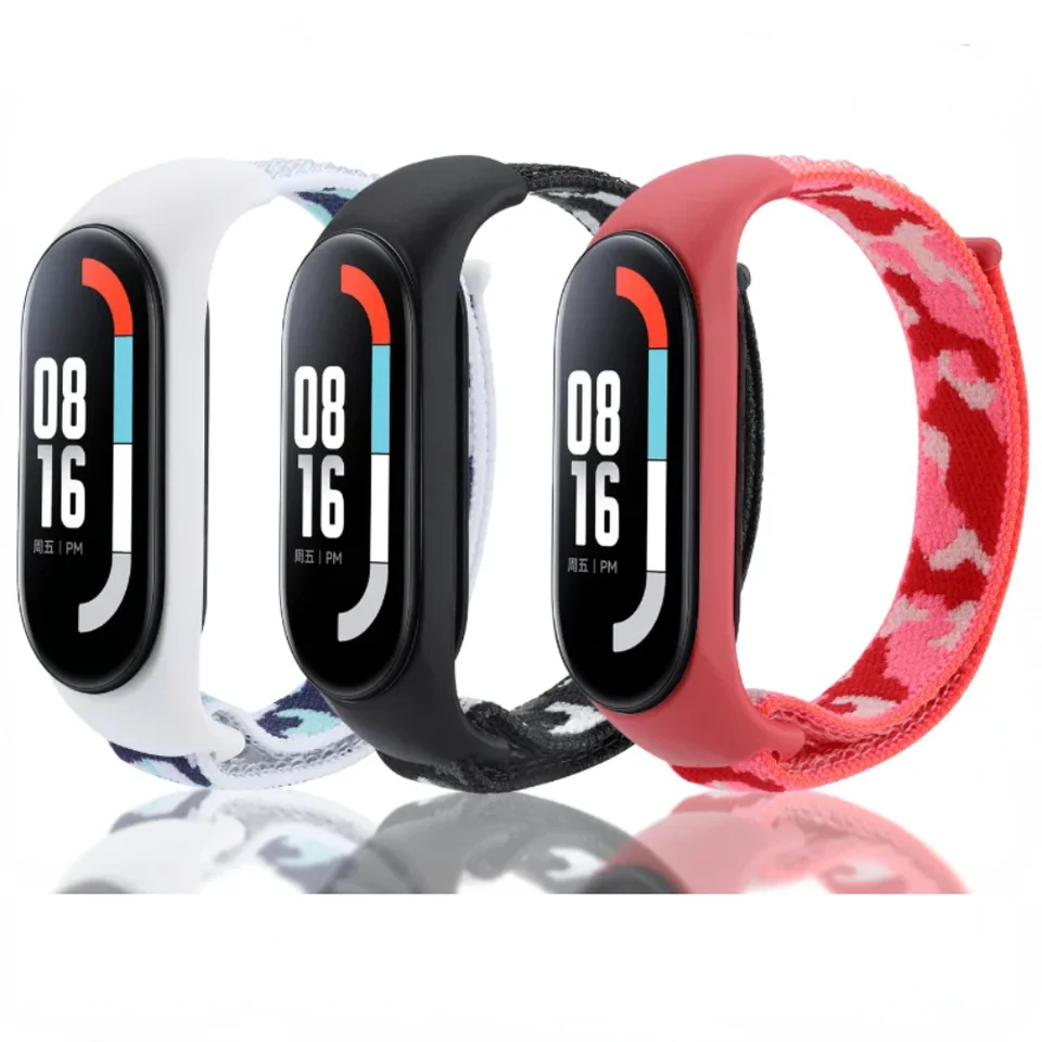 Nylonový slučkový remienok pre Xiaomi Mi Band 7 6 5 4 Pohodlné a priedušné náramky na výmenu športového náramku pre MI Band 5 4 3