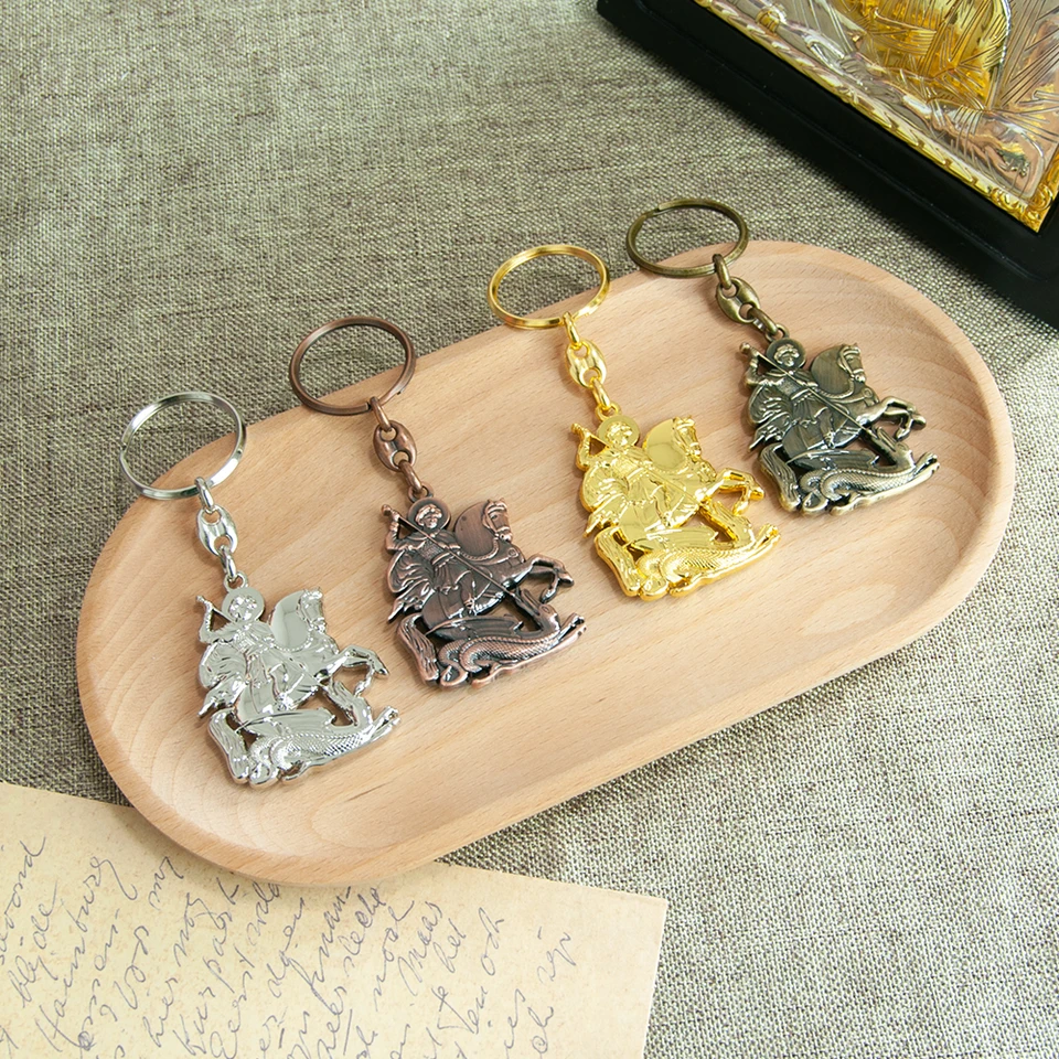 Náboženský mýtus George zabíjanie hadího ikony pre mužov Darčekové prívesky Pendants Chargs kabelka Keychain Náboženský kľúčový reťazec