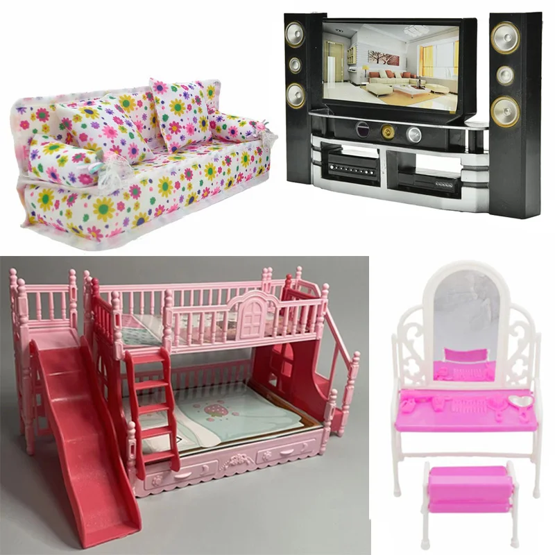 Nábytok Doll Clother Accessories Bed Mirror 1/6 Dollouse Decoration 1/3