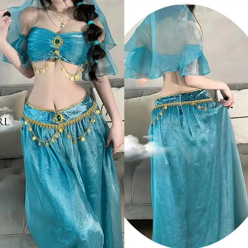 Nádherný kostým Aladdin Dospelá ženská princezná Jasmine kostýmová súprava