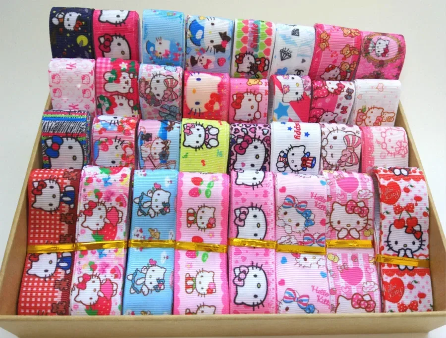 Náhodná súprava zmiešaná 5/10 štýlu 22/25 mm Disney Japan Japan Cartoon Pattern Tlačené grosgrainové stuhy, 1y/štýl