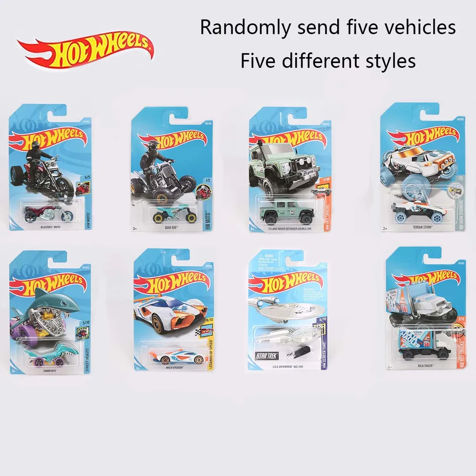 Náhodné 5 ks Hot Wheels Toy Hray Auto Factory Fresh Mini Series Stupnica jemného dizajnu Fashion téma Vozidlo vhodné pre zbierku