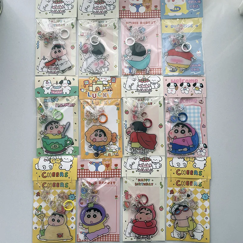 Náhodné odosielanie kreslených anime pastelky Shin-chan Keychain Creative Batoh Dekorácia akrylové prívesky