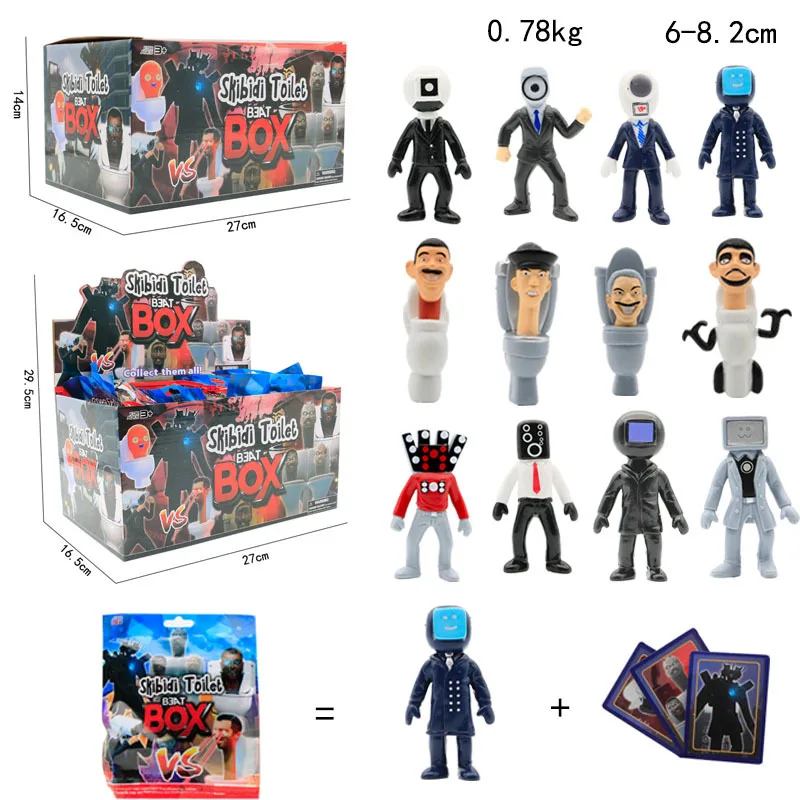 Náhodný 1pack skibidi toaleta figúrka karta toaleta To WC Monitor figurínový model kameraman zberateľné bábiky pre deti vianočné darčeky