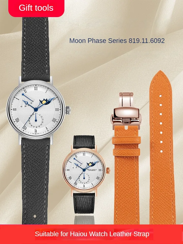 Náhrada Haiou Watch Moon Phase 819.11.6092 Star Sea Compass Strap Popret Leather Femalefly spona náramok