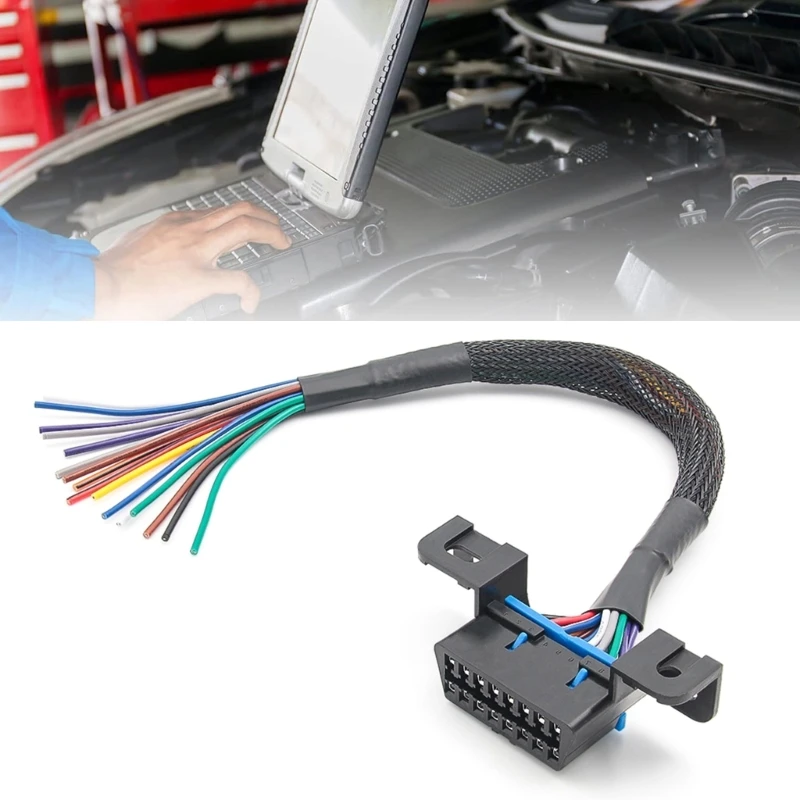 Náhradná časť univerzálna OBD2 16pin ženské konektory na otvorenie kábla OBDII Ženské predlžovacie konektory Adaptéry Ribbon Adaptéry H9EE