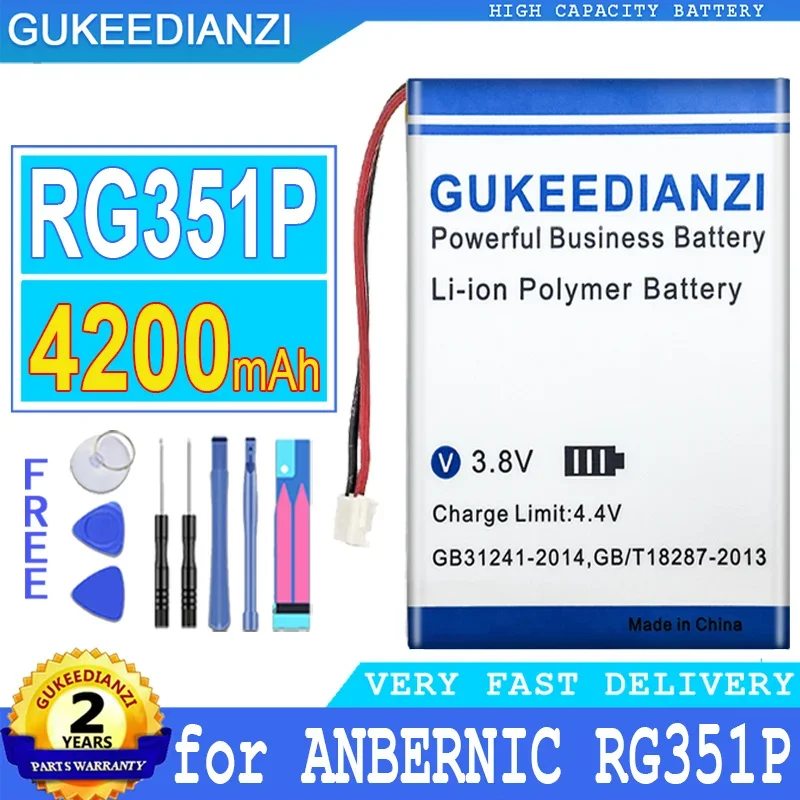 Náhradné výmenné batérie mobilných telefónov 4200 mAh pre retro vreckovú ruku Anbernic RG351P Smartphon Battery Vysoká kapacita