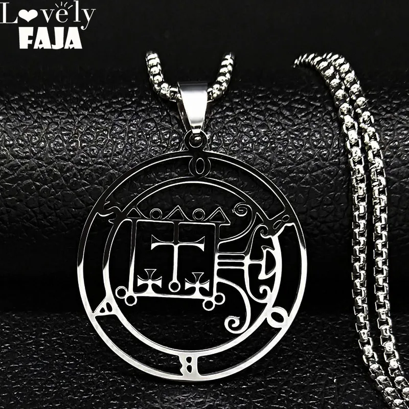 Náhrdelník z nehrdzavejúcej ocele Sigil pre mužov/žien Goetia Seal of Solomon Demon Satan Sigil Satan Patch Pin Nurdere šperky N7150