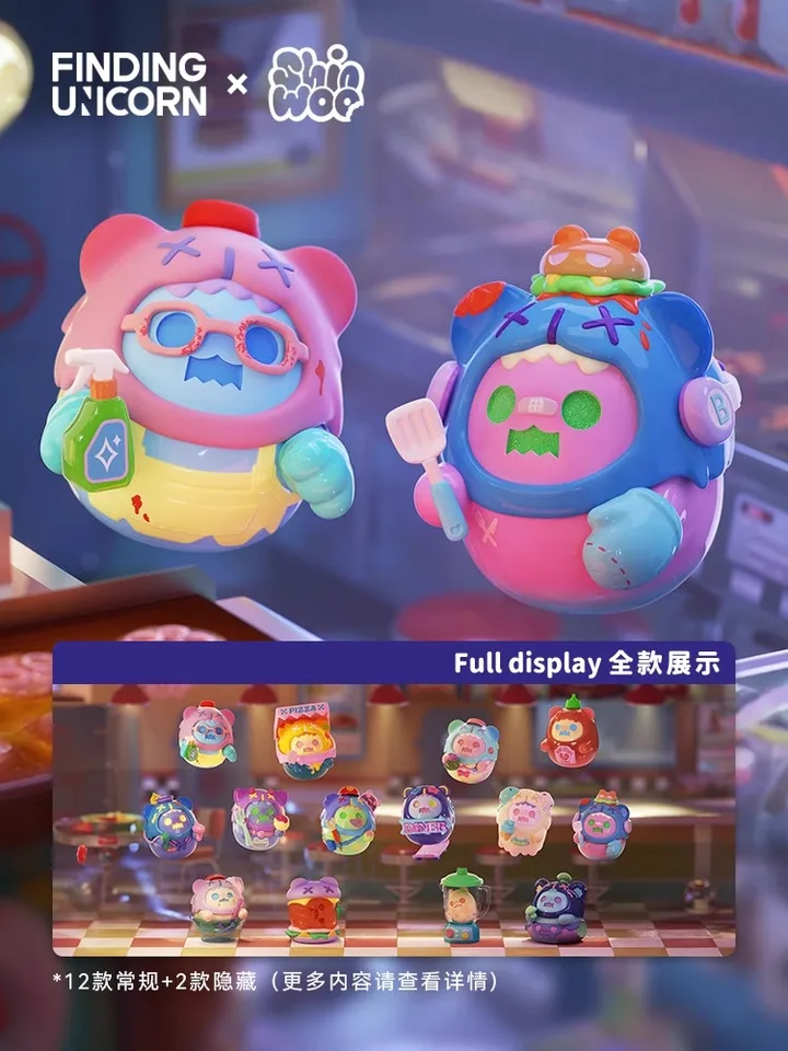 Nájdenie jednorožca Shinwoo Blind Box Ghost Bear House Series Kawaii Akčné figúrky Ozdob