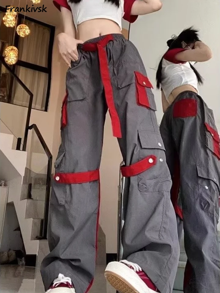 Nákladné nohavice Ženy americký štýl Hotsweet All-Match Streetwear plnej dĺžky skladané vrecko na voľný čas módu leto leto leto leto