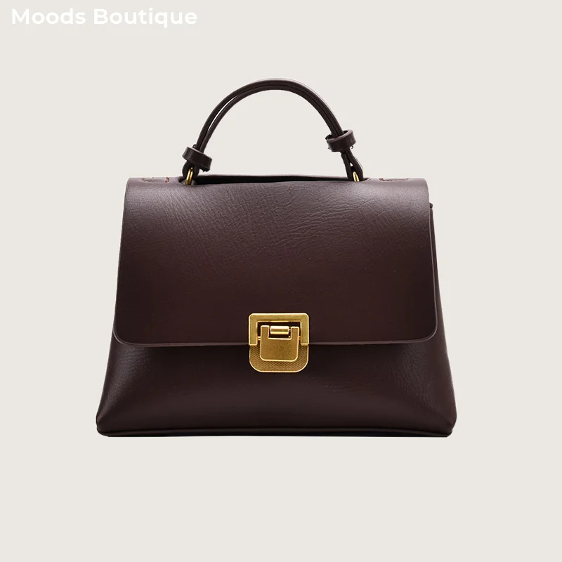 Nálady retro kabelky pre ženy Tvar klapky Čisté farebné ramenné vrecká s Golden Hasp 2023 Designer Luxury Messenger Bag Bag