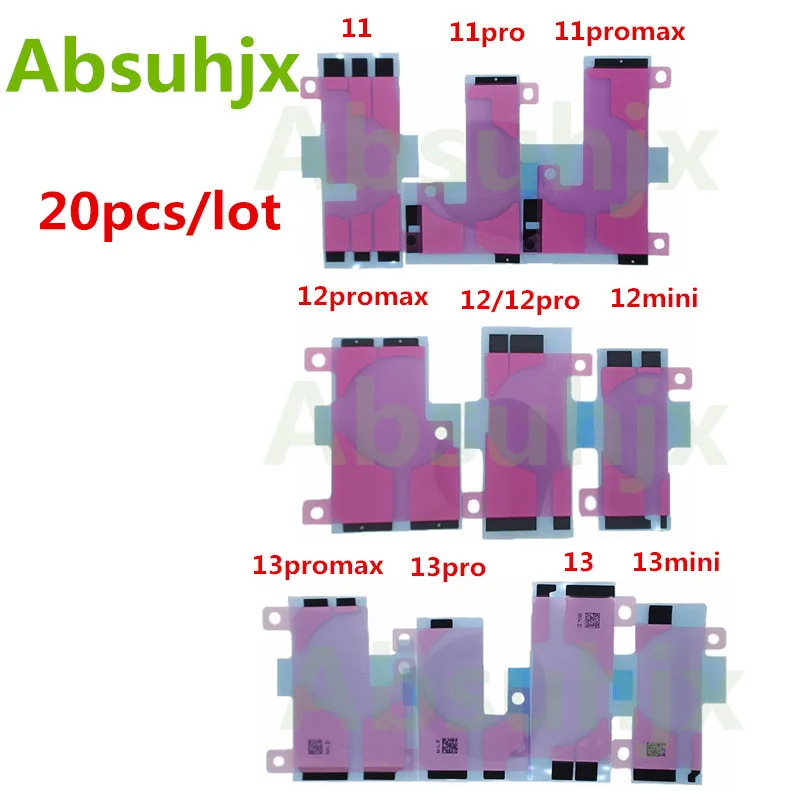 Nálepka batérií Absuhjx 20ks pre iPhone 11 12 13 14 Pro Max 13 Mini 15 Plus lepidla dvojitá páska Pull Trip Grue Fix Epp