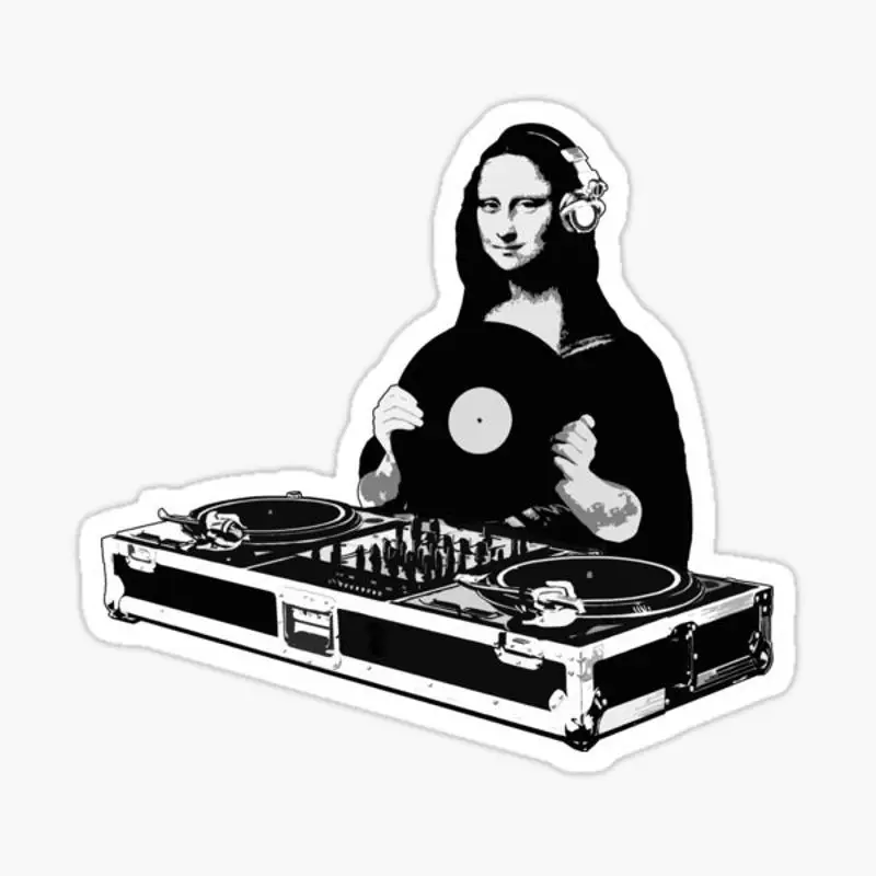 Nálepka DJ Mona Lisa pre notebook dekorácie spálne auto roztomilý karikatúra módny verejný kufor