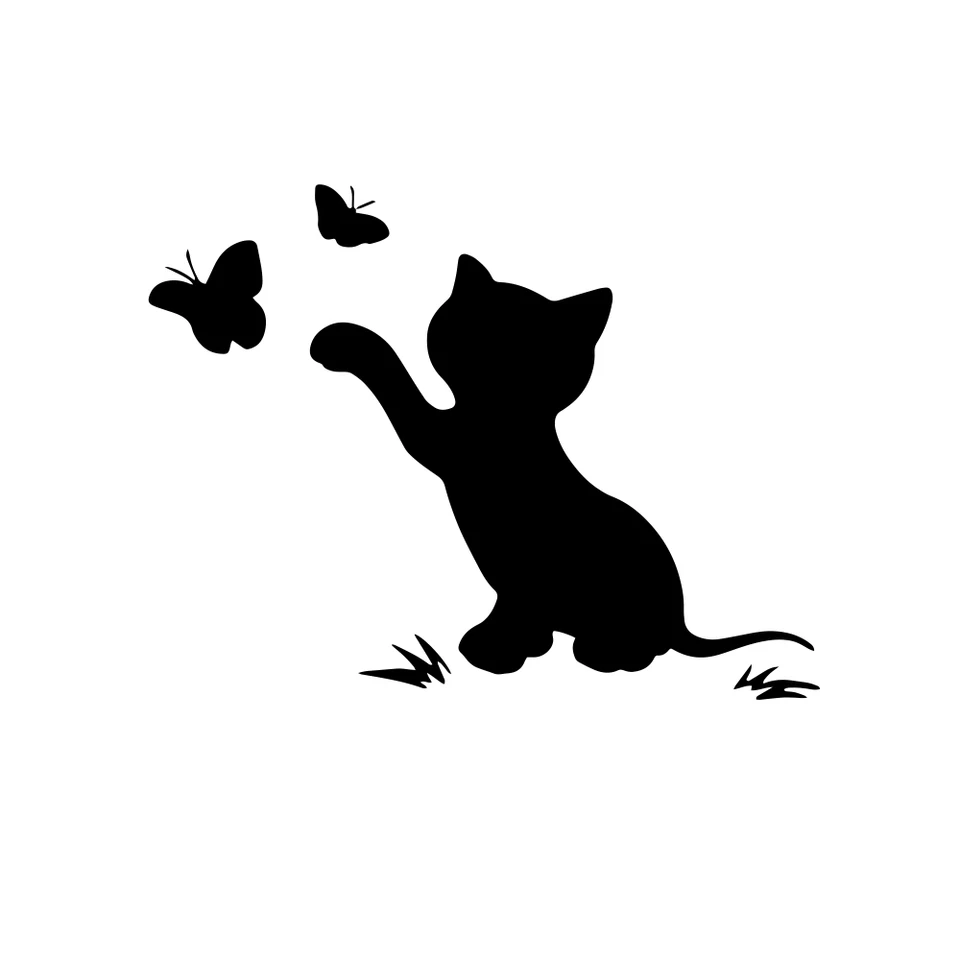 Nálepka na autá Cat Butterfly Styling Funny odnímateľné dekorácie automobily Motocykle Exteriérové ​​príslušenstvo Vinylové obtisky