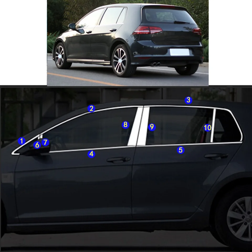 Nálepka na nálepku Ozdobenie okna Pillar Middle Strip Rám pre VW Volkswagen Golf7 Golf 7 2014 2015 2016 2017 2018 2019 2019 2020