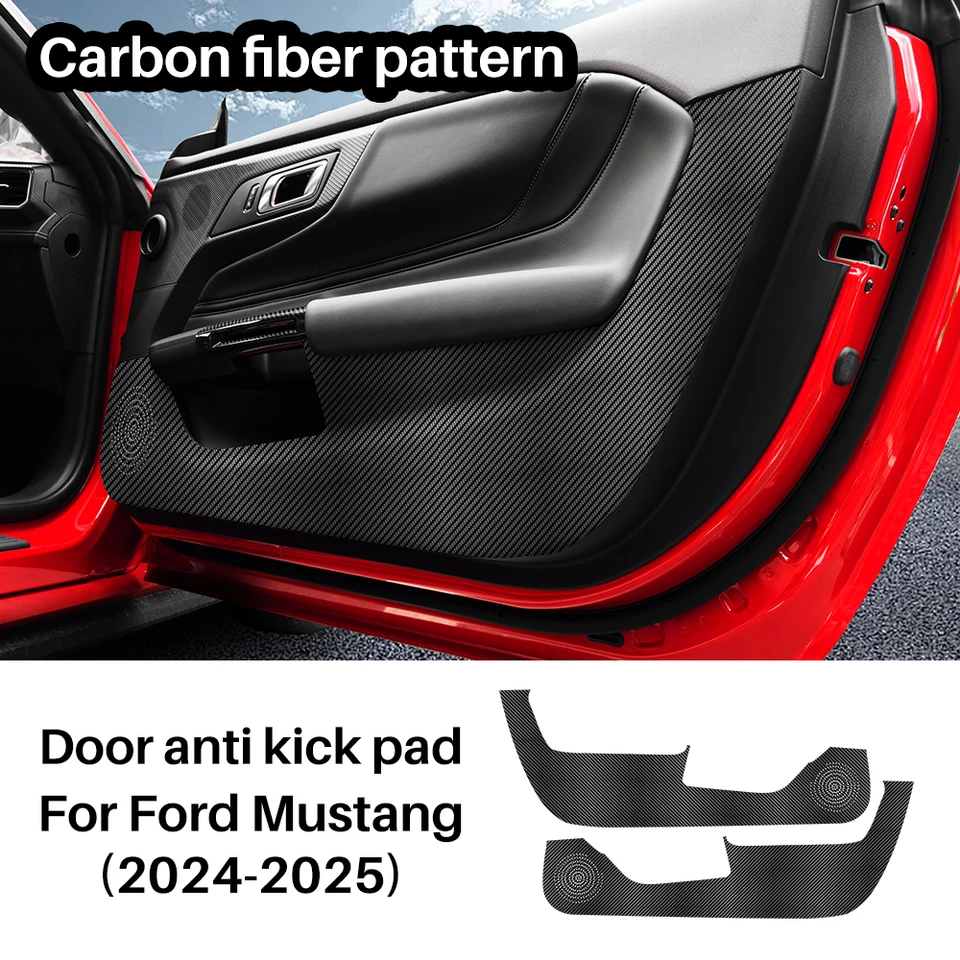 Nálepka na ochranu dverí pre Ford Mustang 2024 2025 Anti-Kick Pad Suede Roath Roath Carbon Dvere Ochrana okraja Interiérové ​​príslušenstvo